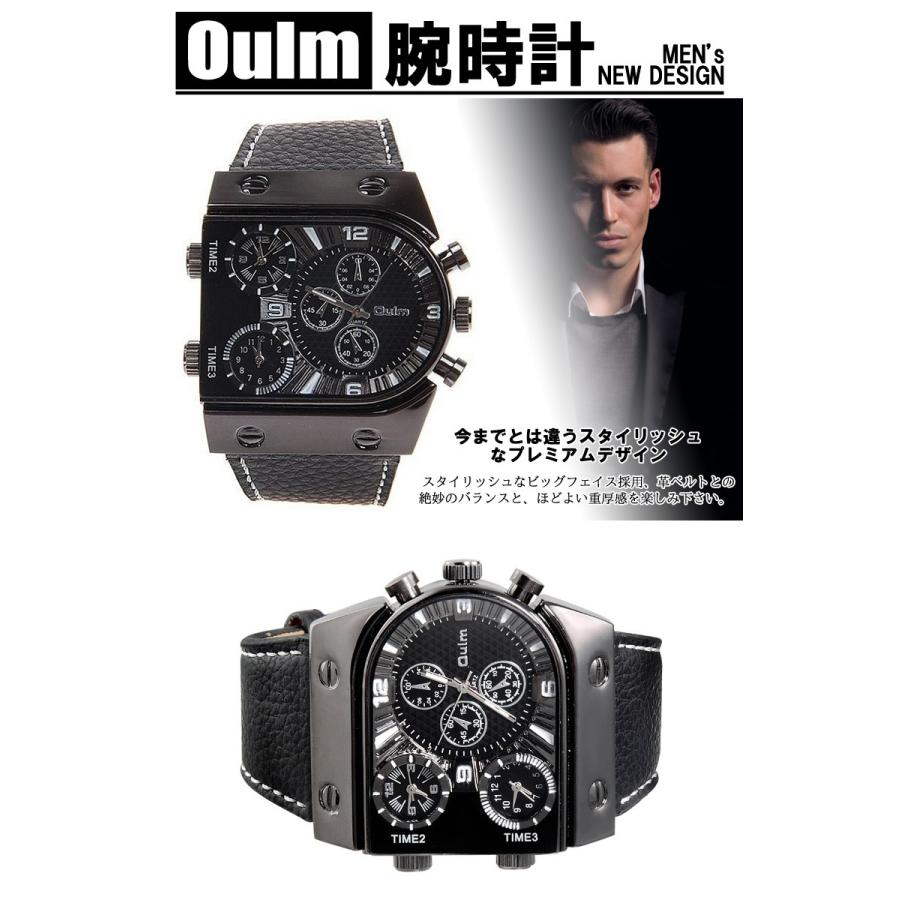 3-MOVT腕時計 メンズ 腕時計 ビッグフェイス仕様 クオーツ FASHION 