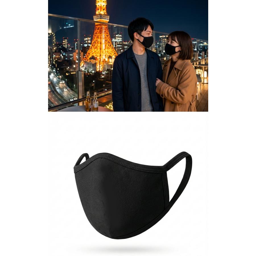 【2枚セット】マスク 黒 マスク ブラックマスク ファッション ストリート B系 メンズ レディース ヒップホップ BLACK  花粉 V系 |  | 03