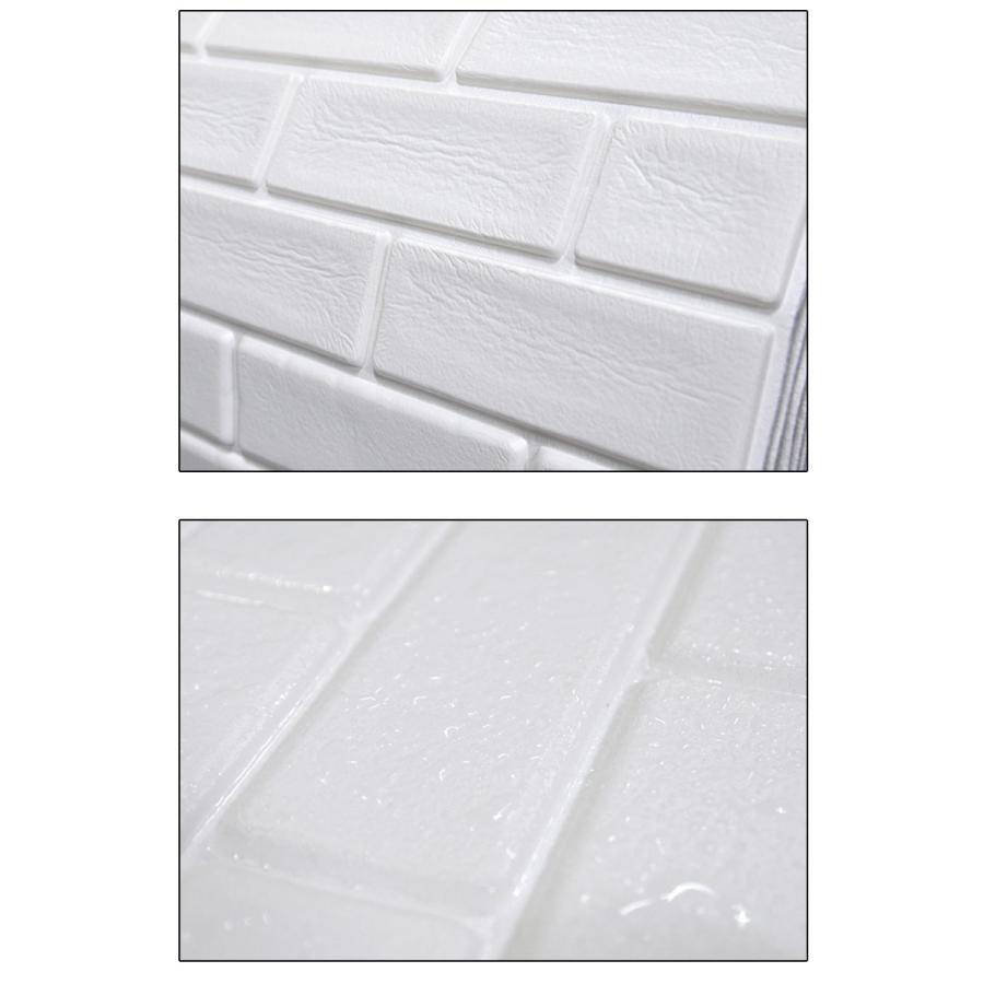 壁紙クッション シート レンガ調 66cm×5m クッションレンガ クッションブリック DIY シール壁紙 おしゃれ 北欧 3D立体 壁紙 貼る 発泡スチロール ホワイト_4