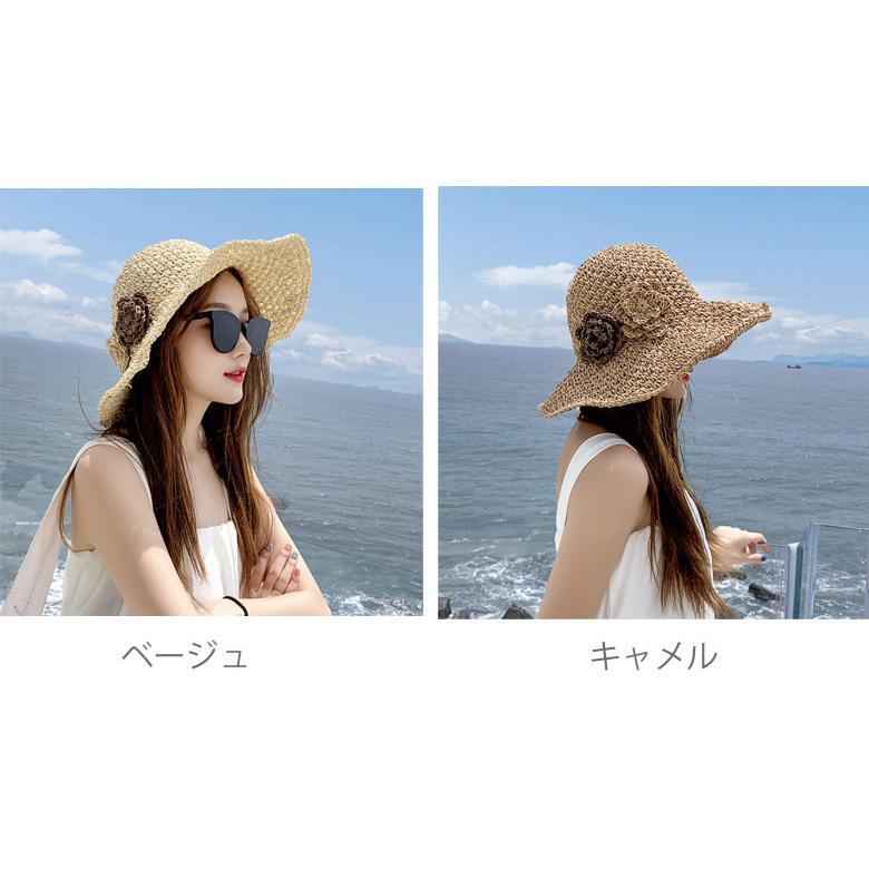 帽子 レディース 麦わら帽子 UVカット ハット サイズ つば広 リボン おしゃれ UV対策 紫外線対策 日除け 日焼け防止 夏 ペーパーハット |  | 06