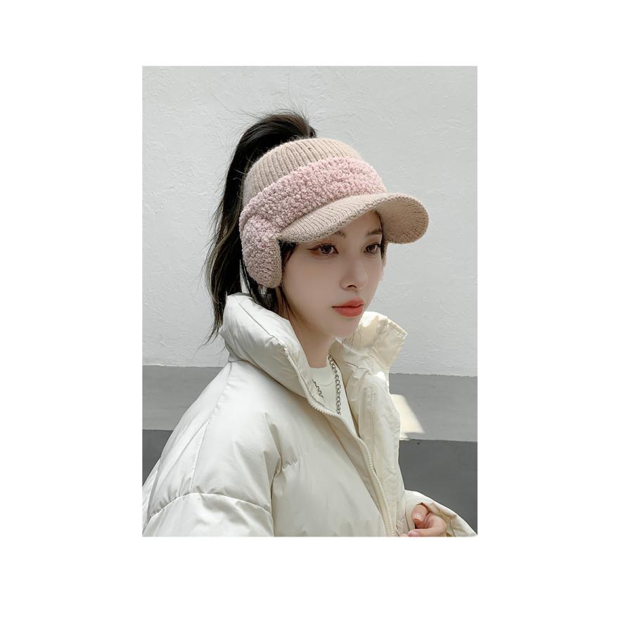 耳あて付きニットキャップ レディース つば付き 帽子 防寒 ふわふわ 小顔効果 あったか おしゃれ 可愛い |  | 11