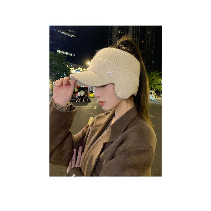 耳あて付きニットキャップ レディース つば付き 帽子 防寒 ふわふわ 小顔効果 あったか おしゃれ 可愛い |  | 12