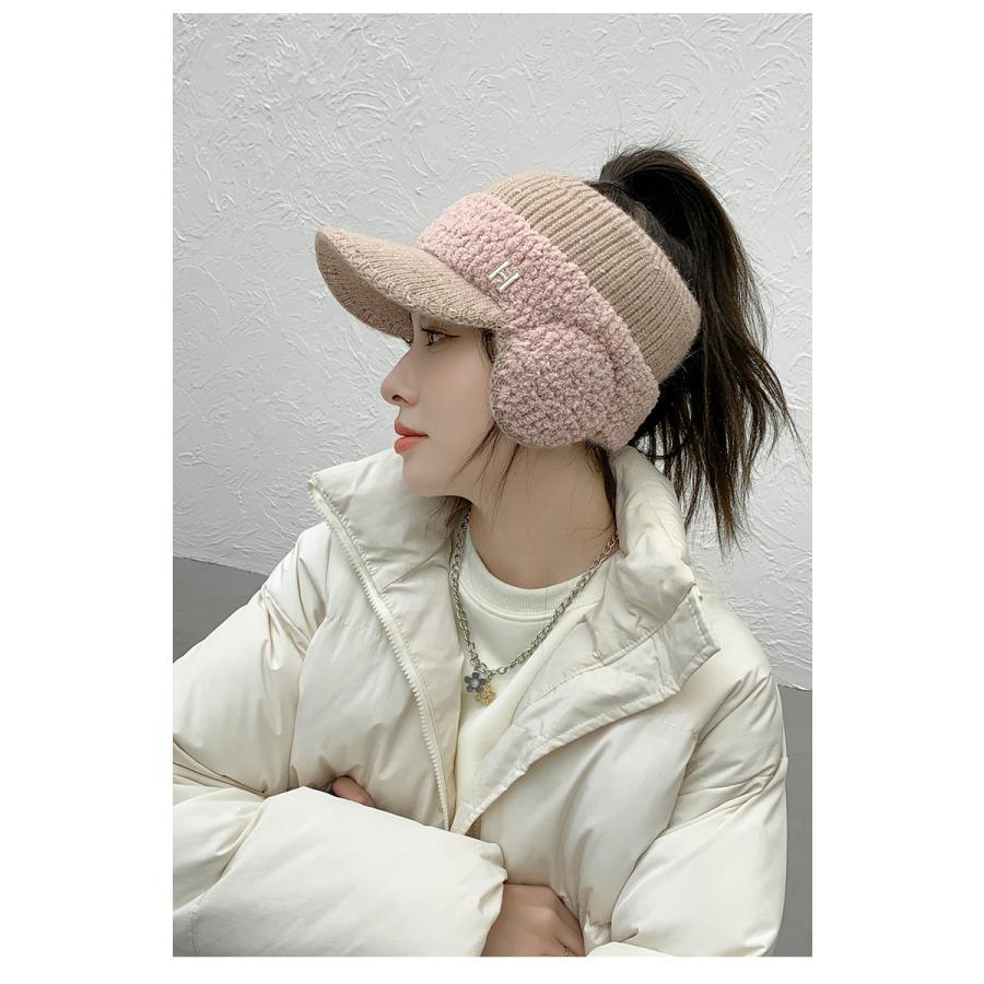 耳あて付きニットキャップ レディース つば付き 帽子 防寒 ふわふわ 小顔効果 あったか おしゃれ 可愛い |  | 04
