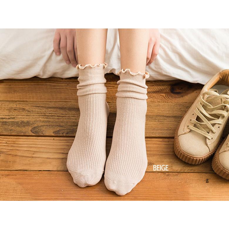 靴下 レディース 夏用 かわいい ソックス 靴下 女の子 クルーソックス 可愛い コットン 綿 春夏 秋冬 無地 ルーズソックス 黒 白 グレー |  | 01