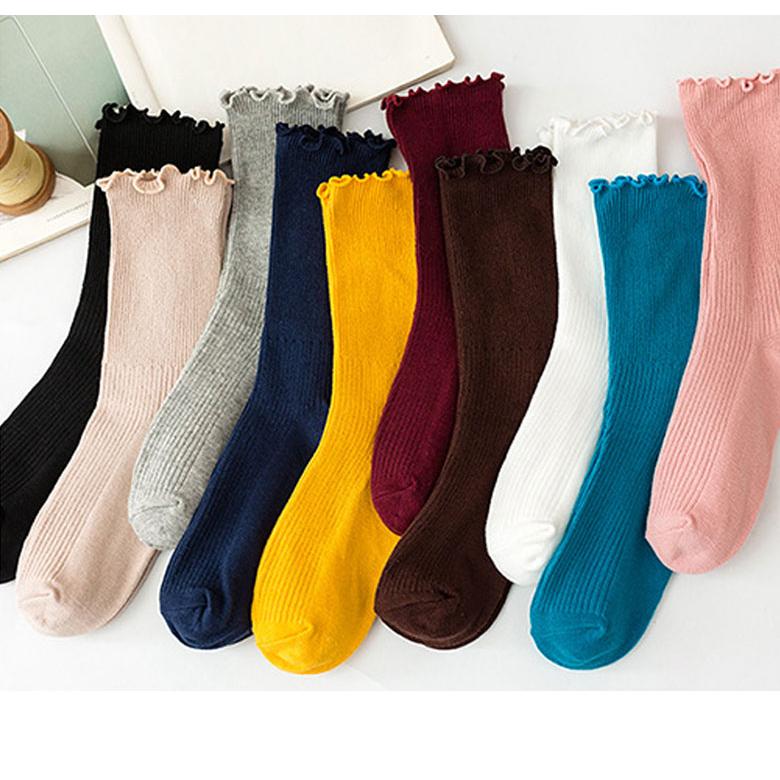 靴下 レディース 夏用 かわいい ソックス 靴下 女の子 クルーソックス 可愛い コットン 綿 春夏 秋冬 無地 ルーズソックス 黒 白 グレー |  | 03