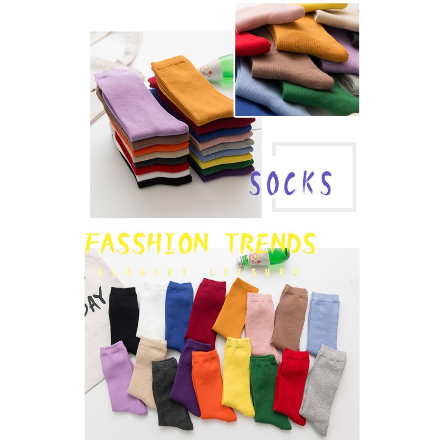 靴下 レディース 夏用 かわいい ソックス 靴下 女の子 クルーソックス 可愛い コットン 綿 春夏 秋冬 無地 ルーズソックス 黒 白 グレー |  | 02