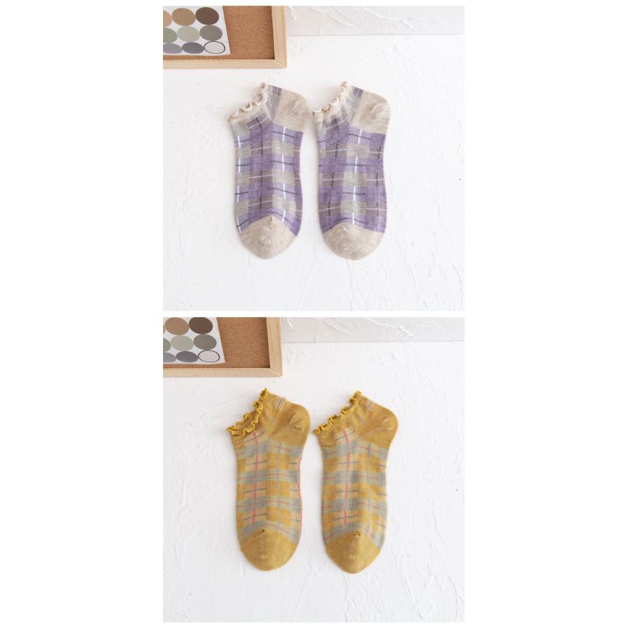 靴下 レディース チェック かわいい ソックス 靴下 女の子 アンクルソックス 可愛い コットン 綿 春夏 秋冬 無地 アンクル 黒 白 グレー |  | 05