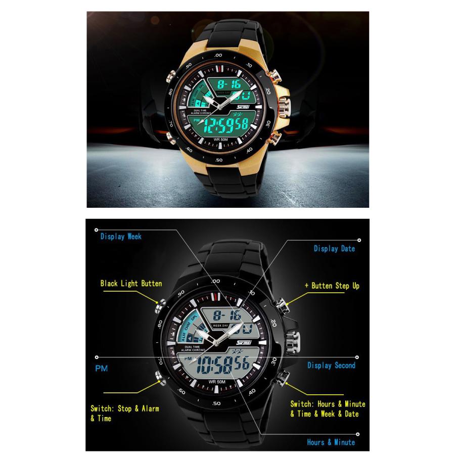 SKMEI ファッション男性 スポーツウォッチ スポーツ腕時計 ランニングウォッチ LED デジタル カジュアル 時計 男軍事腕時計 ウォッチ ウォッチ カラフルウォッチ |  | 01