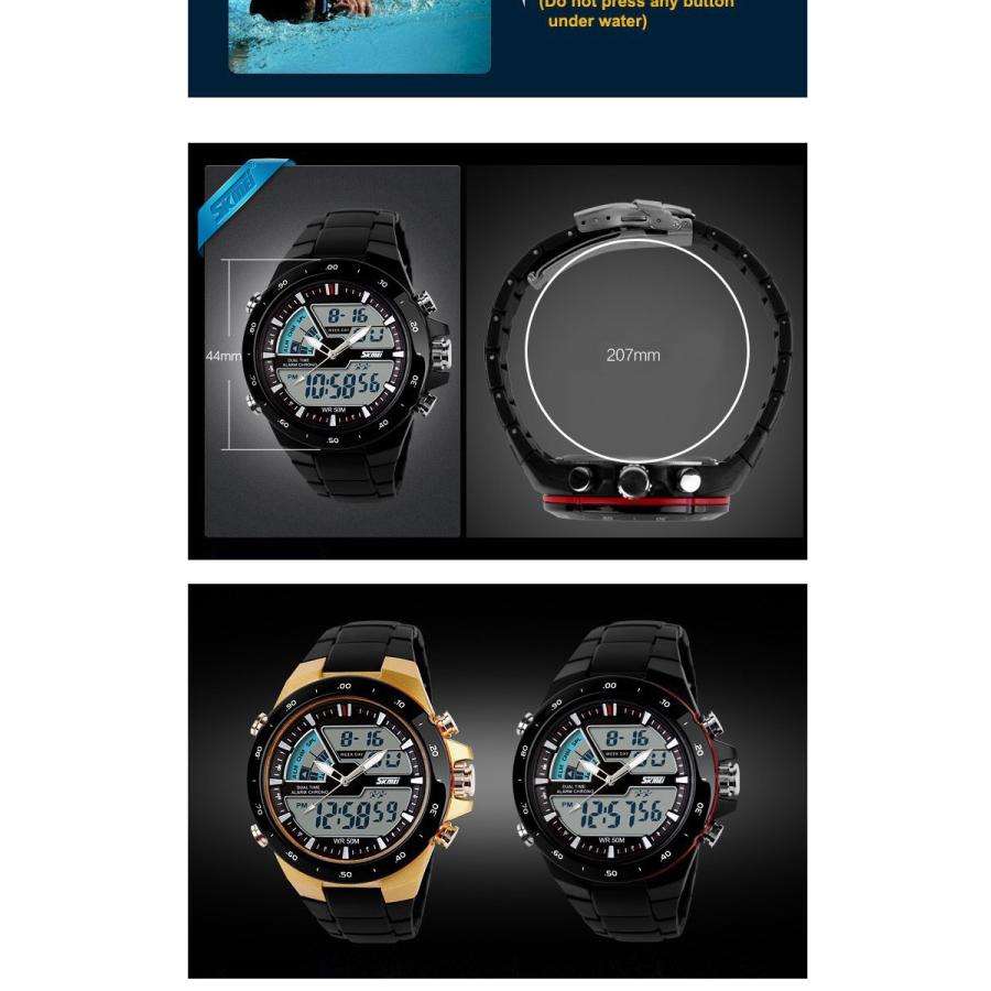 SKMEI ファッション男性 スポーツウォッチ スポーツ腕時計 ランニングウォッチ LED デジタル カジュアル 時計 男軍事腕時計 ウォッチ ウォッチ カラフルウォッチ |  | 04