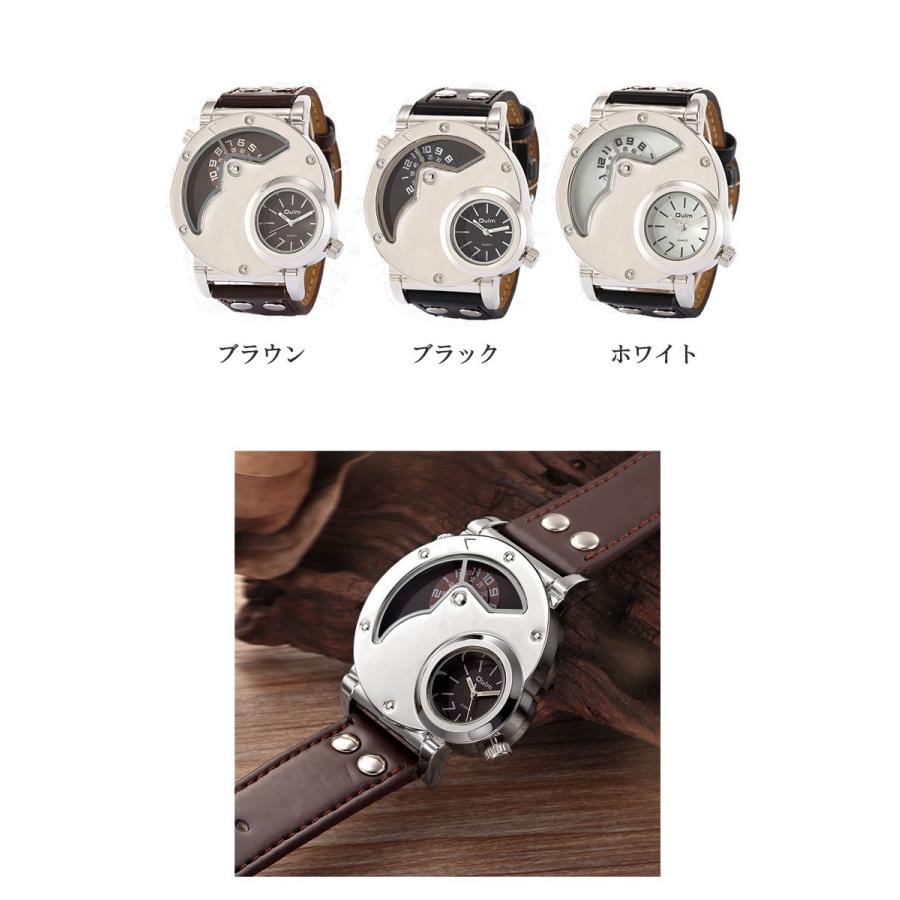 2フェイス腕時計 メンズ腕時計 ビッグフェイス仕様 クオーツ FASHION腕時計 メンズ ラウンド オシャレ シンプルカジュアル ビジュアル シルバー｜pancoat｜04