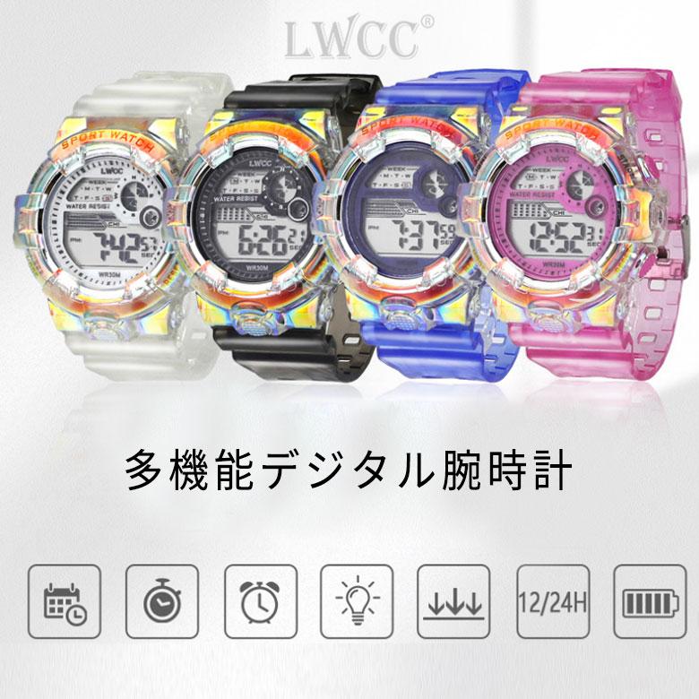 腕時計 ジュニア スポーツ メンズ レディース デジタル スポーツウォッチ 男の子 女の子 小学生 防水 キッズ 合格祝 記念品 LED 子供 中学生 レディース メンズ|pancoat|02