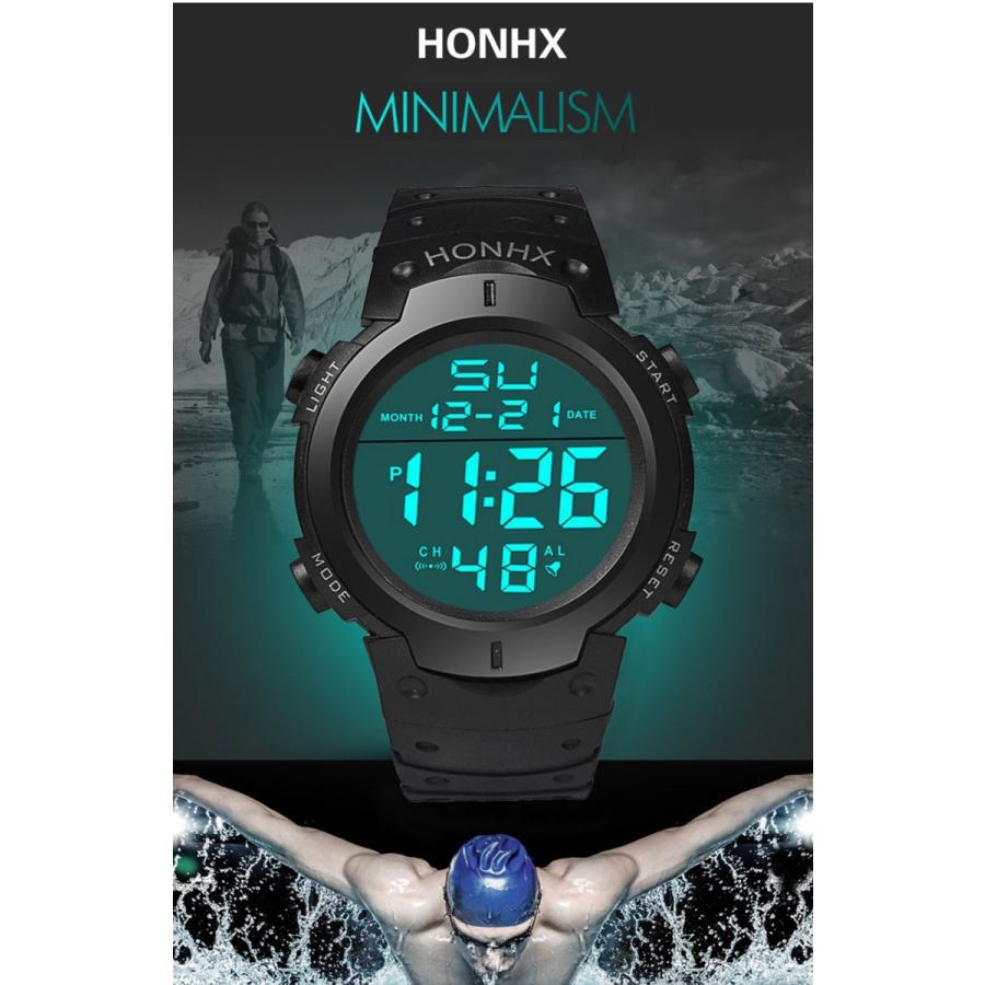 HONHX 腕時計 LED デジタル ファッション男性 スポーツウォッチ