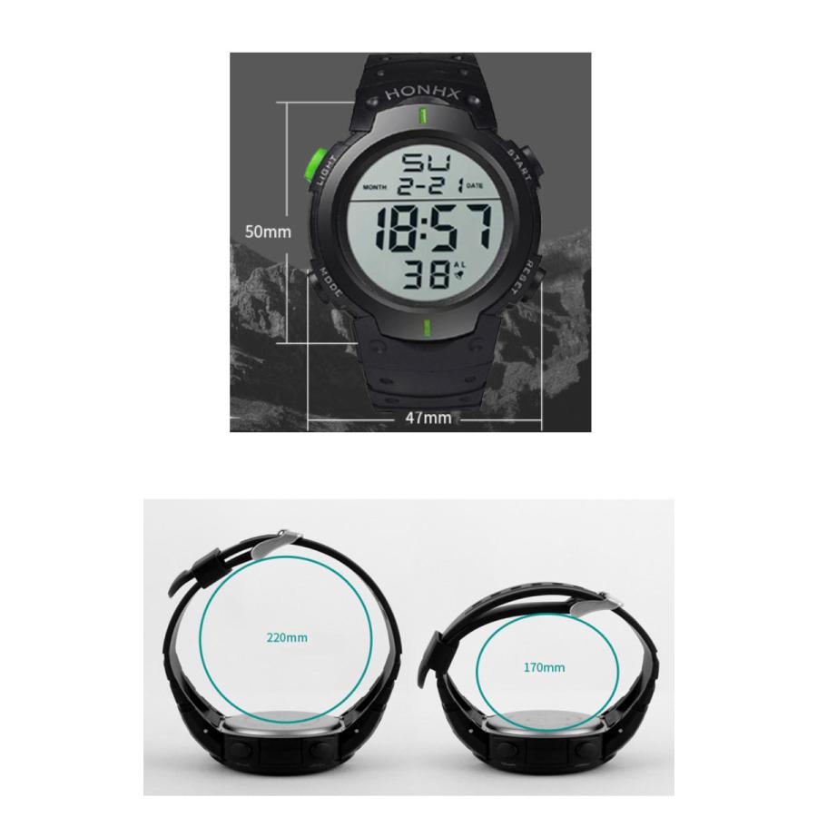 HONHX 腕時計 LED デジタル ファッション男性 スポーツウォッチ