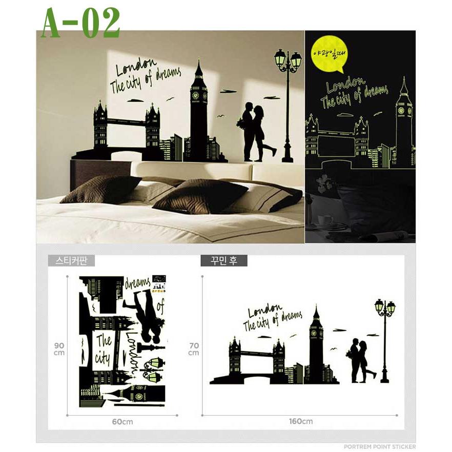 A-2 ウォールステッカー シール 壁紙 北欧 海外 シンプル ナチュラル モダン アジアン 夜光 はがせる イギリスロンドン夜景 モノクロ 英語 文字 | 