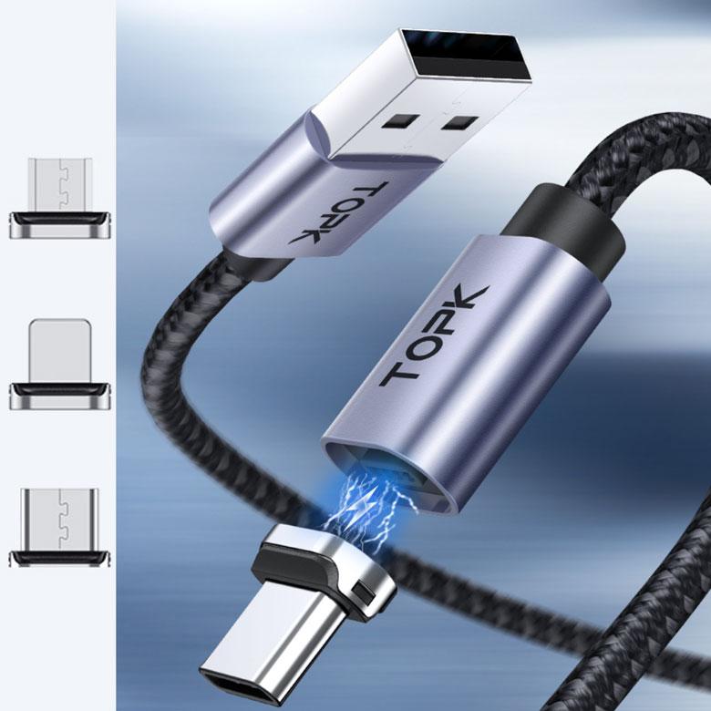 TOPK 3in1 マグネット 充電ケーブル USB マルチ iPhone iPad MicroUSB
