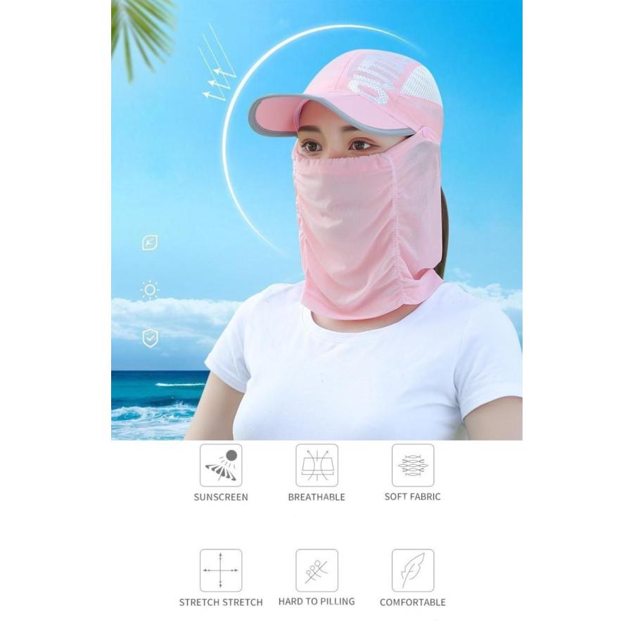 サンキャップ UV カット フェイスカバー付き 3WAY ランニング用 スポーツ用 帽子 ゴルフ レディース 日焼け防止 紫外線 カット アウトドア サイズ調節可 日よけ |  | 01