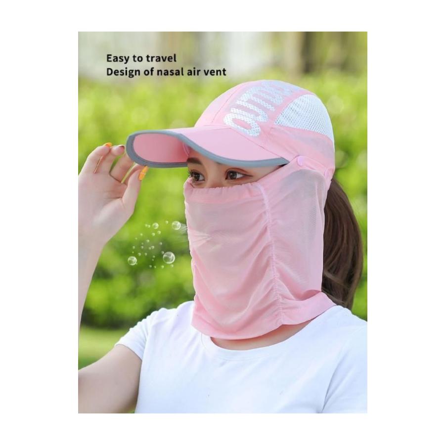 サンキャップ UV カット フェイスカバー付き 3WAY ランニング用 スポーツ用 帽子 ゴルフ レディース 日焼け防止 紫外線 カット アウトドア サイズ調節可 日よけ |  | 03