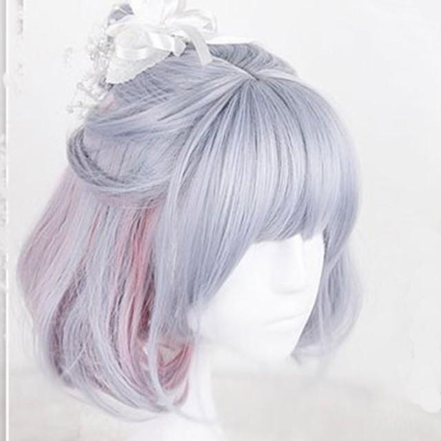コスプレ ウィッグ ロリータ ピンク グラデーション ボブ ライトブルー やみかわ サブカル ミディアム Jf Panda Ko 通販 Yahoo ショッピング