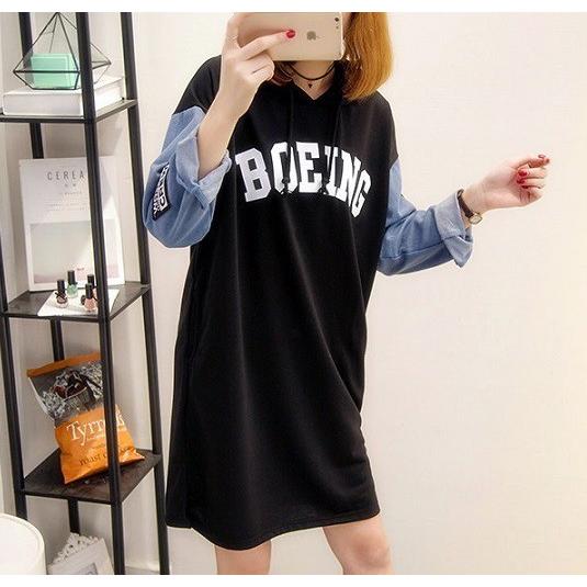 レディース パーカーワンピ ボーイッシュワンピース カジュアル デニムスリーブ 大きいサイズ ワンピース 旅行 女子会x0046 Panda Ko 通販 Yahoo ショッピング