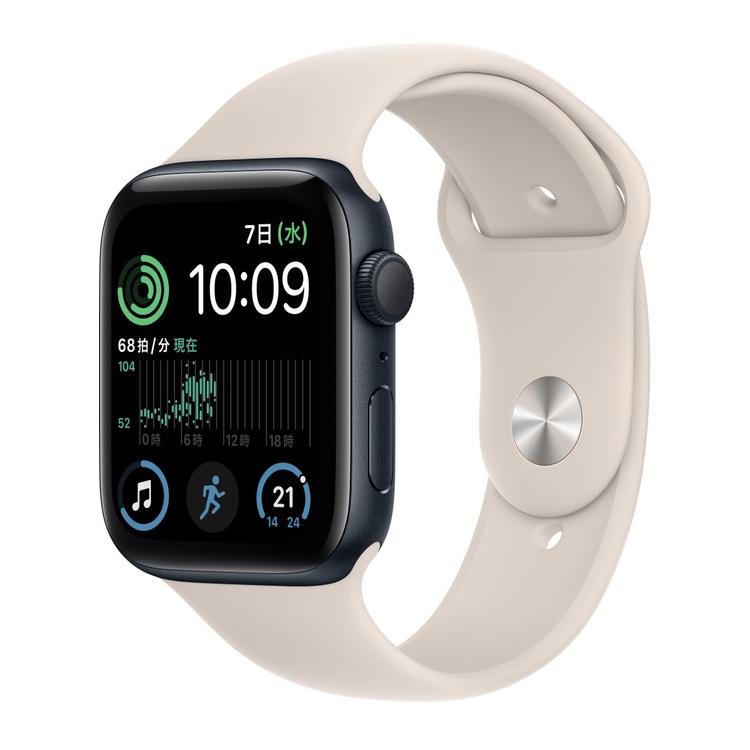 【あすつく、土日、祝日発送】新品未開封品【Nランク】Apple Watch SE 第2世代 GPSモデル 44mm  MNLC3J/A+MKUU3FE/A スターライトスポーツバンド