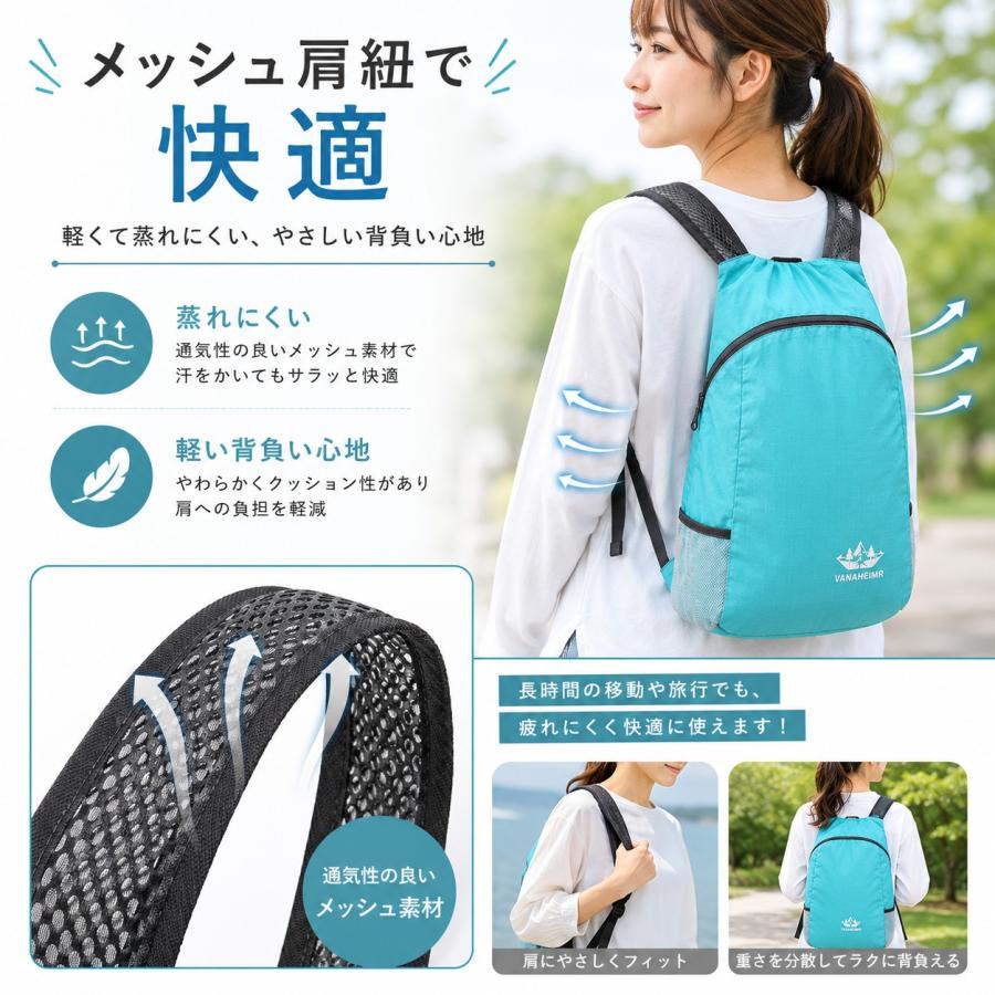携帯 リュックサック ナップサック 折りたたみ デイパック 20L