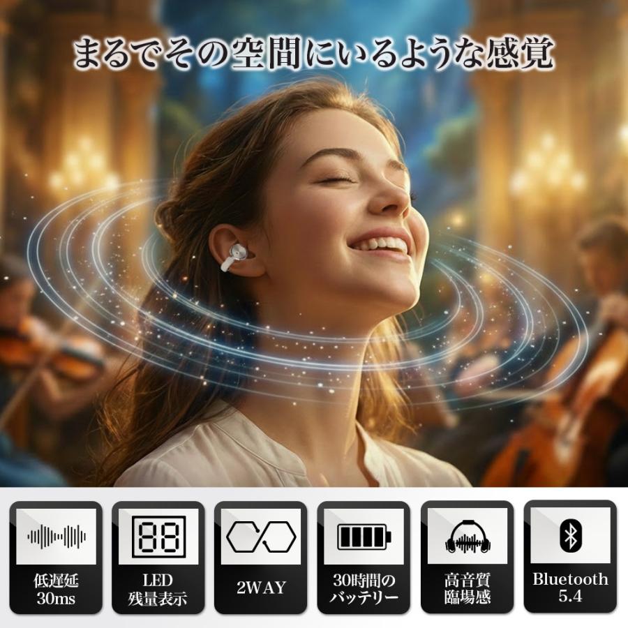 ワイヤレスイヤホン デュアル 2in1 イヤーカフ型 カナル型 Bluetooth