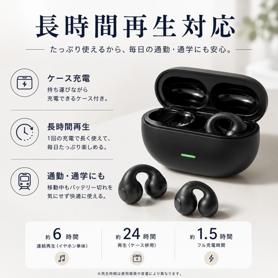 ワイヤレスイヤホン イヤーカフ型 Bluetooth5.3 オープンイヤー 耳を塞