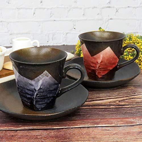 おしゃれ 九谷焼 ペア コーヒーカップ&ソーサー 銀彩 陶器 食器 日本製 ブランド品
