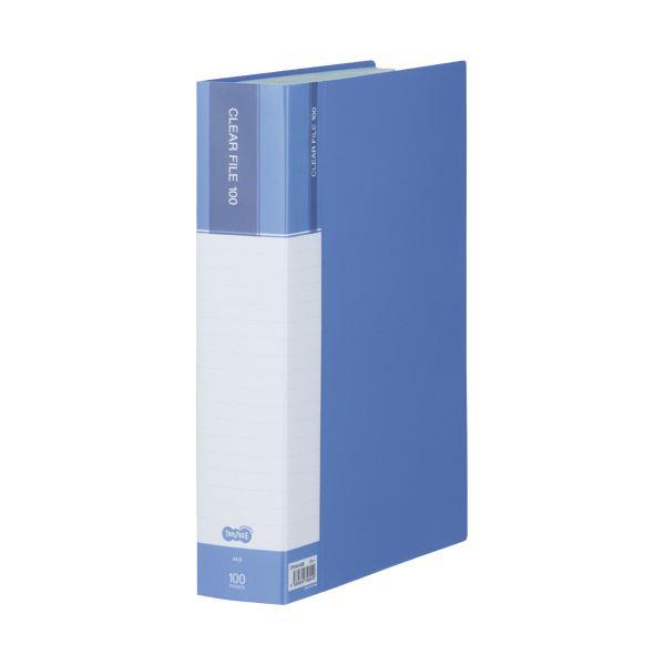 【感謝価格】 TANOSEE |b04 1セット（6冊） ブルー 背幅62mm 100ポケット クリヤーファイル（台紙入）A4タテ クリアファイル