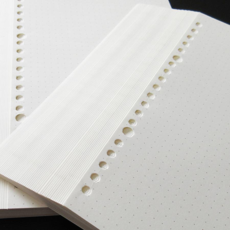 ルーズリーフ A4 4穴 90枚 リフィル システム手帳用 厚口 罫線 横罫 8mm 5mm方眼 ドット方眼 無地 インデックス 書きやすい