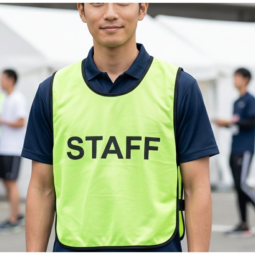 ビブス スタッフ STAFF ゼッケン ベスト 男女兼用 フリーサイズ キッズ