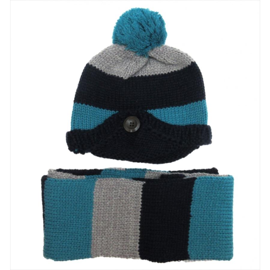 新品ニットマフラーニット帽セット レディース 帽子 マフラー ニット帽 セット 裏ボア ポンポン