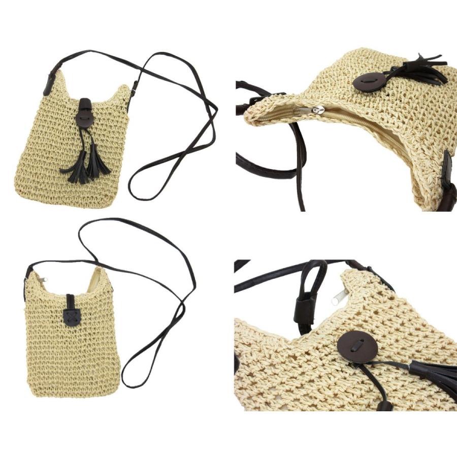 ショルダーバッグ ストローバッグ ファスナー付き ポシェット ミニ