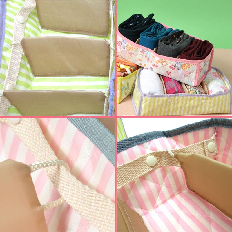 ストライプと花柄の収納ボックス2個セット 小物 衣類 収納ボックス タンス用仕切り 可愛い ストライプ柄 水玉模様