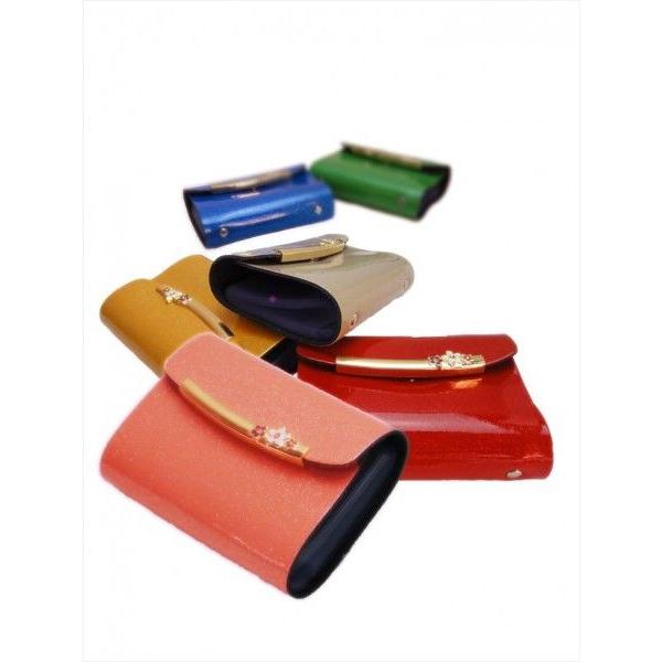 カードケース レディース 本革 エナメル 26枚収納 全6色 レッド ピンク