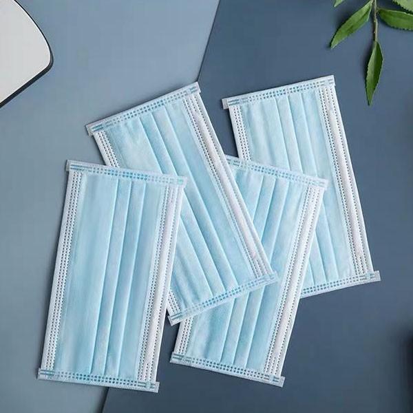 不織布マスク 厚手タイプ プリーツ型 三層構造 60枚 大人用 ブルー