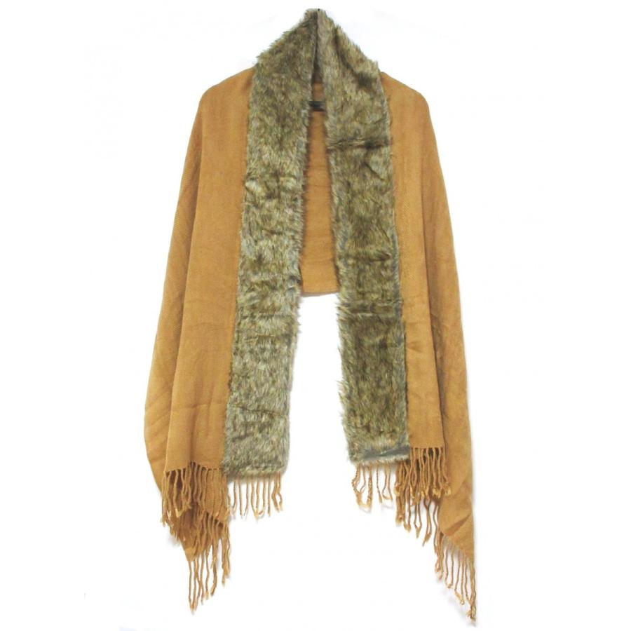 ストール 大判 ファー付きマフラー レディース 振袖 着物 初詣 成人式