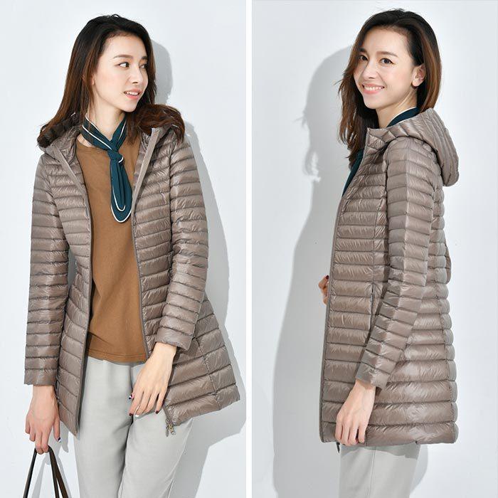 ダウンコート ライトダウン ダウンジャケット ロング丈 フード付
