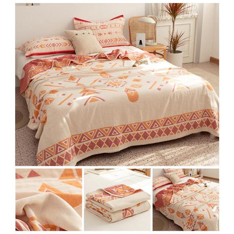 ガーゼケット シングル 綿4重ガーゼ ボヘミアン風 タオルケット 夏掛け