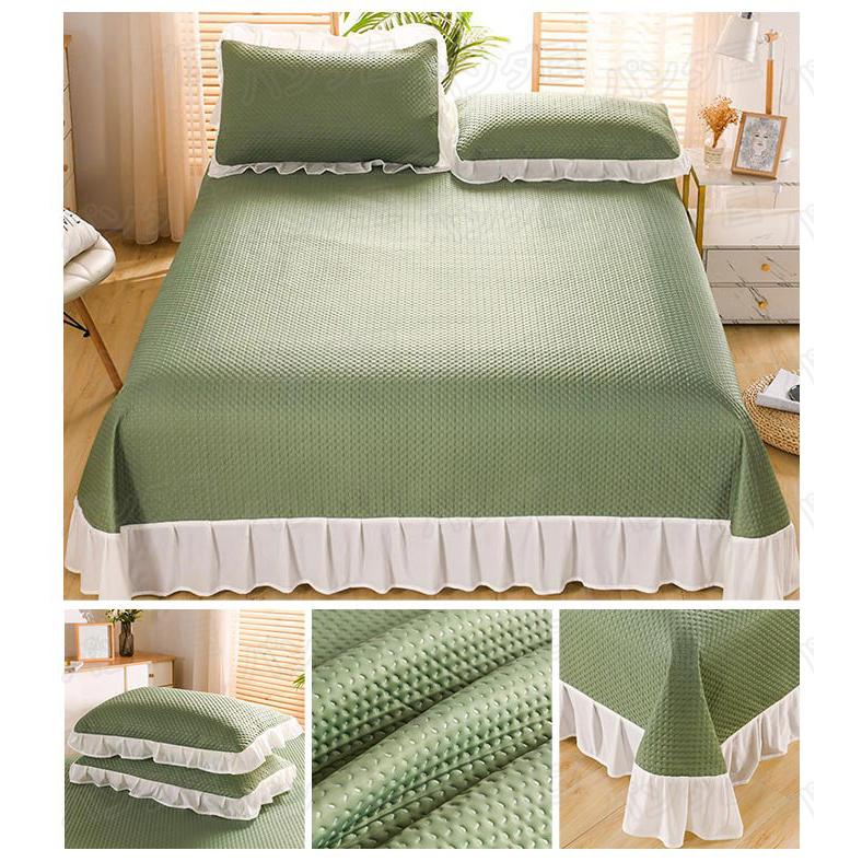 ベッドスプレッド ベッドカバー 3点セット ワッフル織 ラテックス入り