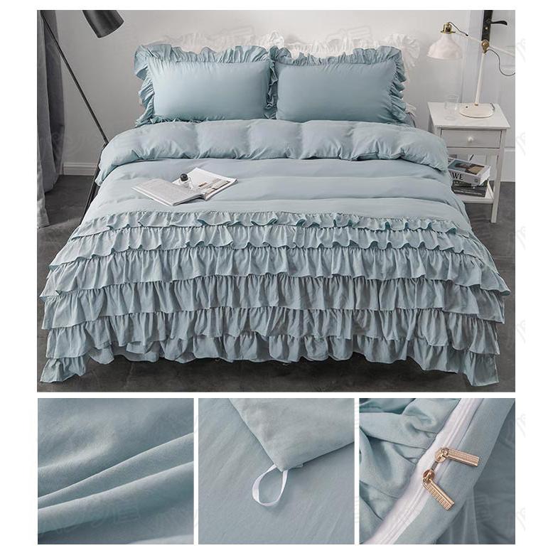 オシャレ 高級感 掛け布団カバー シングル 3点セット ベッドスカート 布団カバーセット 可愛い 3点セット ベッドスカート 6層フリル付き 姫