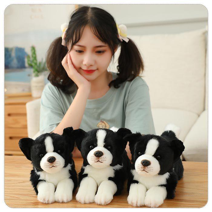 犬 ぬいぐるみ リアル リアルなボーダーコリー かわいい動物 おもちゃ
