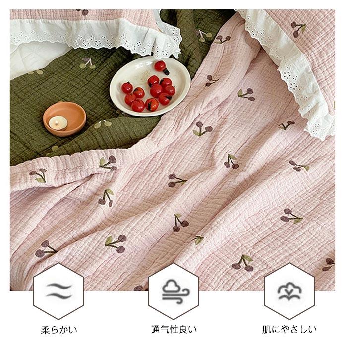 ガーゼケット夏用 4重ガーゼ 綿100% 肌掛け ブランケット フリル付き