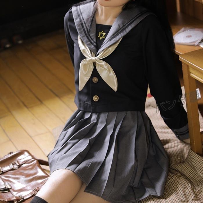 セーラー服 コスプレ 女子高生 制服 半袖 長袖 3点セット 刺繍 黄色い