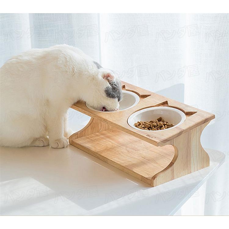 ペット食器台 食器テーブル 猫食器台 フードボウルスタンド ダブル