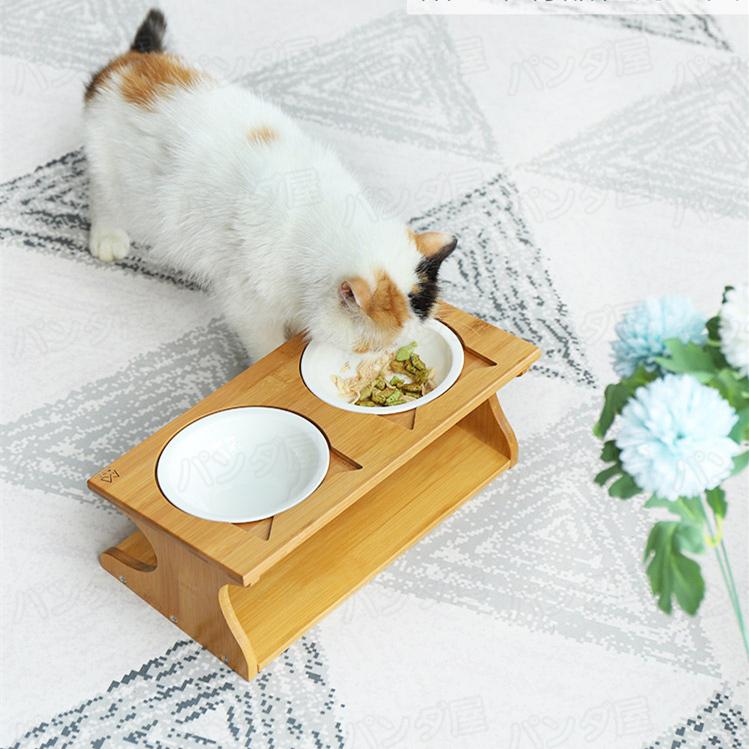 ペット食器台 食器テーブル 猫食器台 フードボウルスタンド ダブル