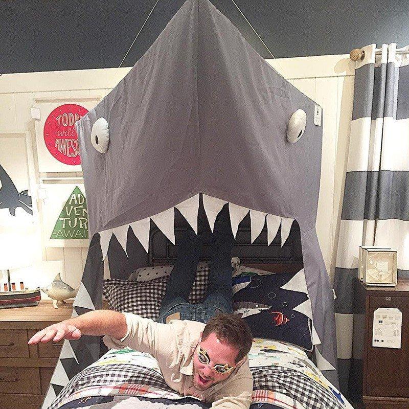 天蓋カーテン テント式蚊帳 シャーク サメ子供部屋に飾って 室内 プレゼント誕生日ギフトお祝い祝日 :tent2078:パンダ屋 - 通販 -  