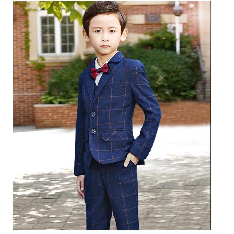 日本販売 チェック柄 タキシードスーツ 男の子スーツ キッズ 5点セット 子供服スーツ フォーマル 入学式 上 大阪販売店 Ssl Daikyogo Or Jp