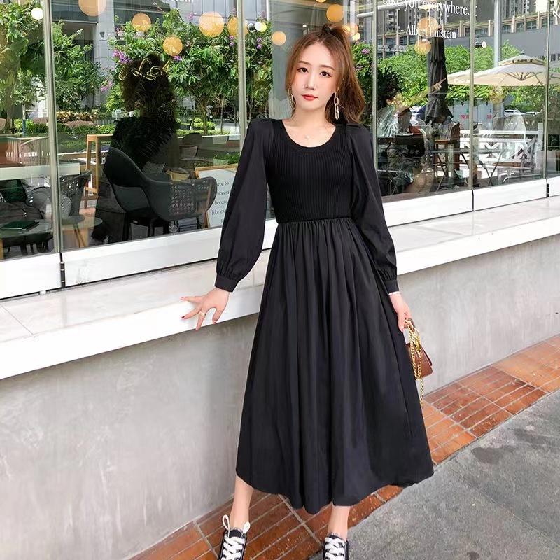 ワンピース おしゃれ 安い 春 秋 お宮参り 重ね着風 フォーマル ワンピース 黒 フレアスカート 授乳服