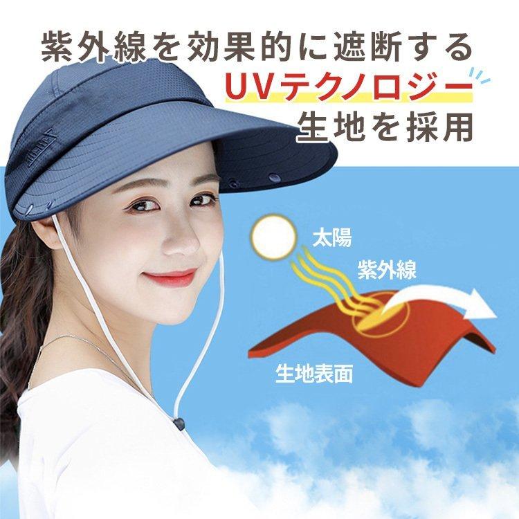 帽子 レディース UV 日よけ つば広 ハット UVカット 360度 紫外線対策 UVカット 紫外線防止 農作業 屋外 ガーデニング 外仕事 マスク 首 つば広｜pandashopping｜03